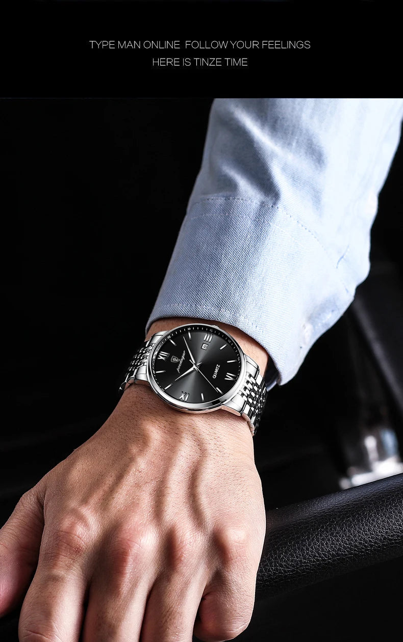 POEDAGAR Luxury Sports Men's Wristwatch Stainless Steel Waterproof Date Man Watch High Quality Casual Fashion Quartz Men Watches