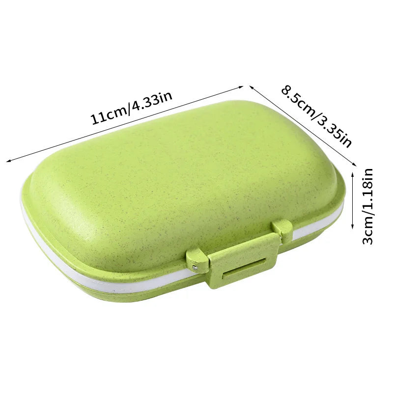 8 Grids Organizer Container For Tablets Travel Pill Box With Seal Ring Small Box For Tablets Wheat Straw Container For Medicines