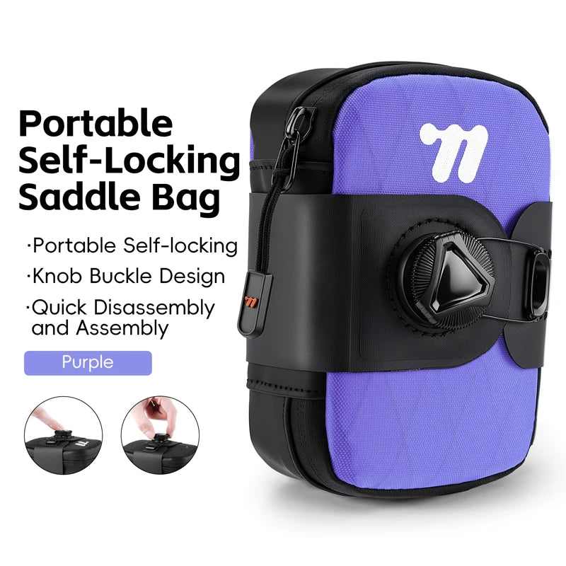 WEST BIKING Bicycle Saddle Bag Lightweight Waterproof Bike Seat Tail Bags Wear-Resistant Rotating Lacing Buckle Bike Accessories