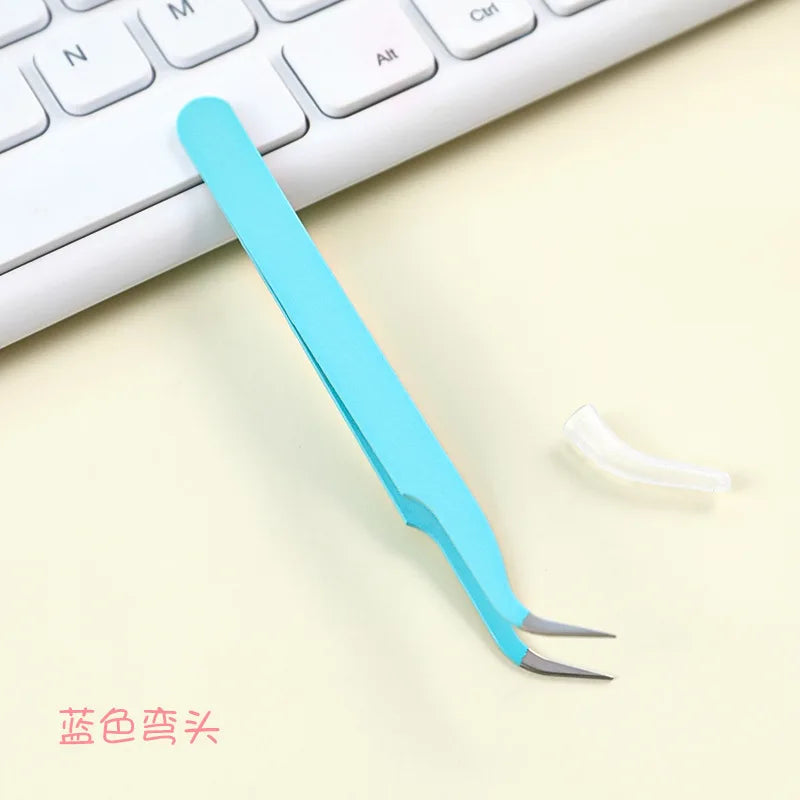 1 pair of tweezers set, single elbow tweezers, hand account stickers, picking tool, multifunctional color clip