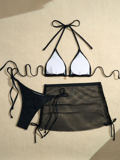 New Sexy Net Bikinis Female Swimsuits Women Three-Piece Swimwear Beach Swim Wear Bathing Suits Brazilian Bikini Set Pool Bather