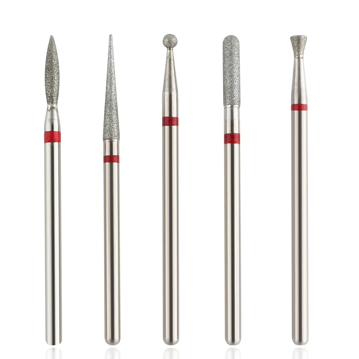 5PCS Diamond Nail Drill Bit Set of Milling Cutters for Manicure Diamond Bit Cuticle Remove Nail Bits for Electric Drill Machine