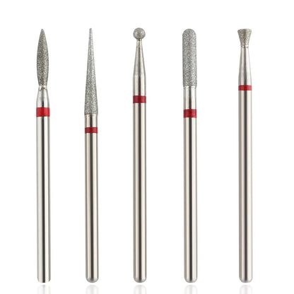 5PCS Diamond Nail Drill Bit Set of Milling Cutters for Manicure Diamond Bit Cuticle Remove Nail Bits for Electric Drill Machine