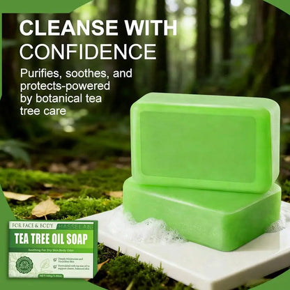 Tea Tree Soap for Face & Body Acne, 100g Tea Tree Oil Soap Bar for Face & Body Natural Skin Cleanser for Oily, Dry & Itchy Skin