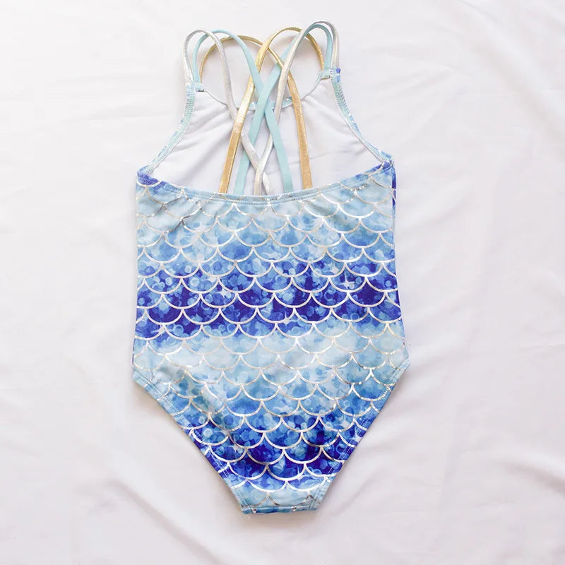Fishscale Bandage Girls Kids Swimsuit 2026 Shell Shape Embroidery Children Girls One Piece Swimwear Beach Wear Monokini