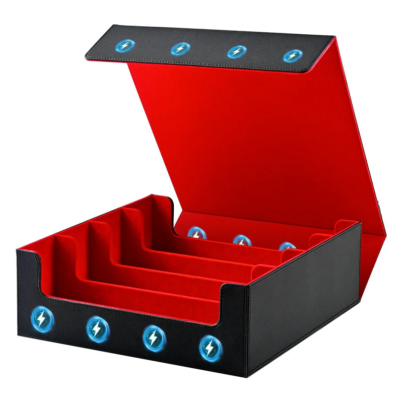 Trading Card Storage Box, Holds 3000+ Cards, Magnetic PU Leather Card box, fits for Magic,TCG Card, sports Cards