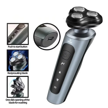 Men's Intelligent Rechargeable Shaver Wet/Dry Beard Razor ABS Tondeuse Dissolving Beard Rechargeable Razor for Smooth Skin