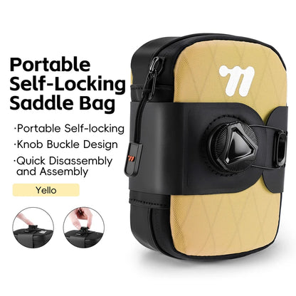 WEST BIKING Bicycle Saddle Bag Lightweight Waterproof Bike Seat Tail Bags Wear-Resistant Rotating Lacing Buckle Bike Accessories