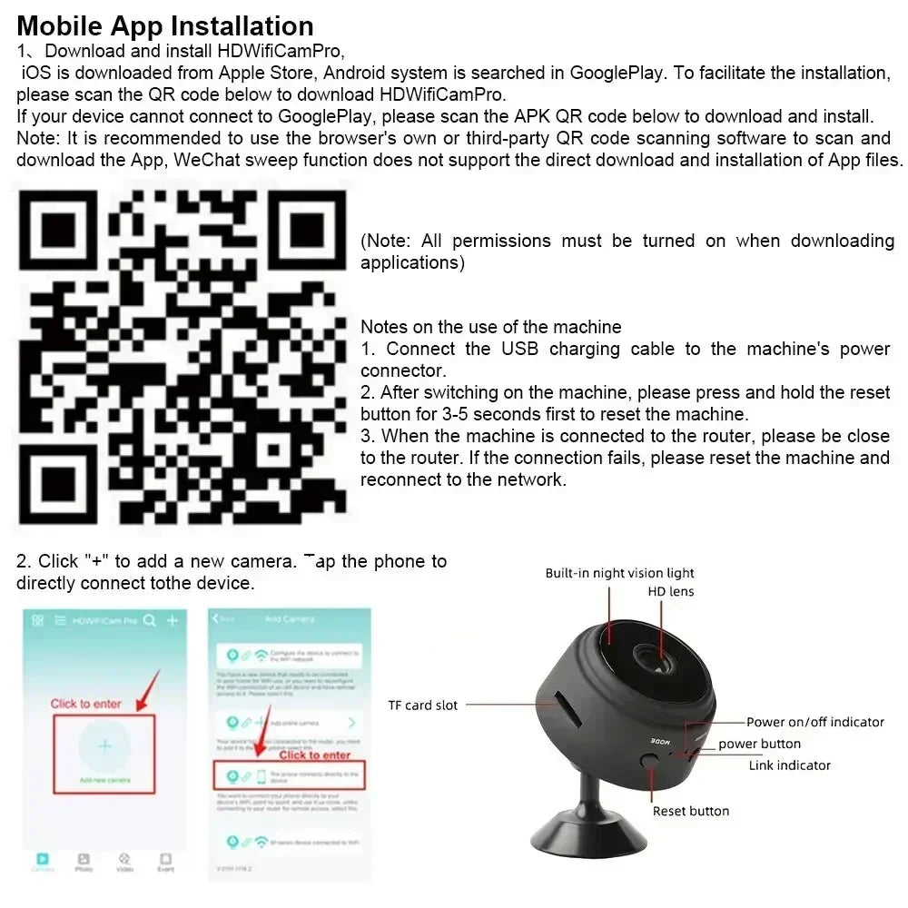 Mini A9 WiFi 1080P HD Security Camera Wireless Monitoring Security Protection Remote Monitor Surveillance Camcorders Smart Home