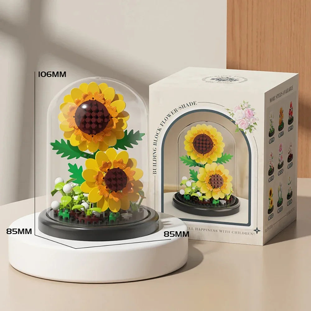 MOC Eternal Bouquet Rose Building Blocks Flower Building 3D Set DIY Eternal Bouquet Display Box Brick Toy for Home Office Decor