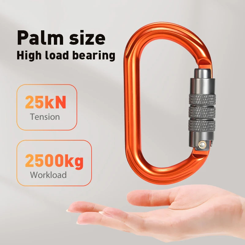 CLIWIZ Brand 25KN Auto Safety Lock Outdoor Professional Climbing Carabiner O Shape Aviation Aluminum Hooks