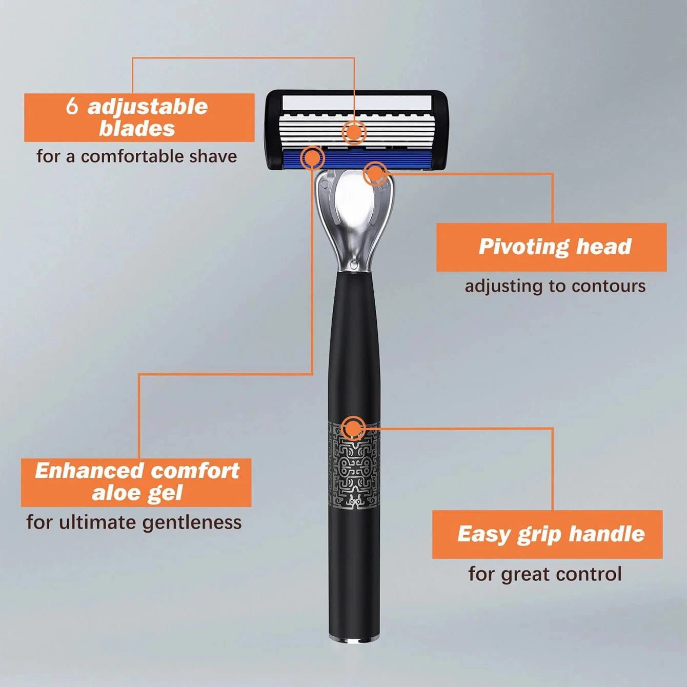 Washable Metal Ordinary Beard And Beard 6-layer Manual Men's Razor Stainless Steel Blade Hand Guard Metal Razor Holder