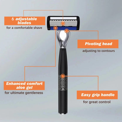 Washable Metal Ordinary Beard And Beard 6-layer Manual Men's Razor Stainless Steel Blade Hand Guard Metal Razor Holder