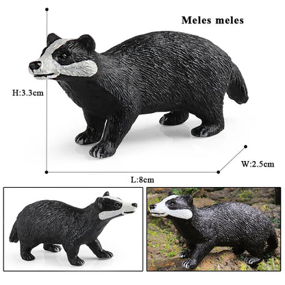 Oenux Forest Wild Animals Badger Brock Tapirus indicus Beaver Anteater Action Figures Model PVC Collection Education Kid Toy