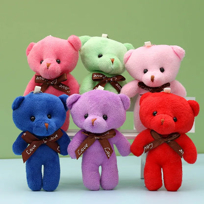 30pcs New 21Color Mini Bear Plush Doll Keychain 12cm Cute Colorful Bear Animal Stuffed Toys For Girl Bag Pendant Children Gifts