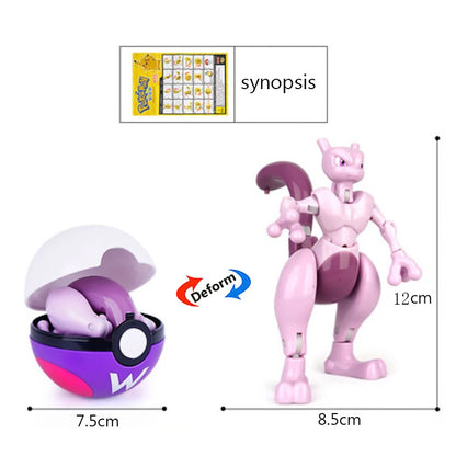 18 Styles Pokemon Anime Deformation Figures Pikachu Eevee Mewtwo Greninja Pokeball Figure Pet Action Model Toys Kids Gifts Toys
