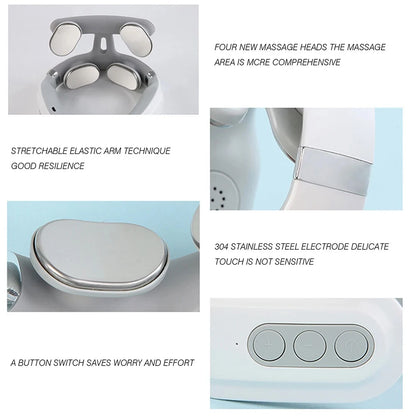 4-head Neck Massager USB Rechargeable Cervical Massager with Heat Electric Neck Massager Relaxation Gifts for Women Men Dad Mom