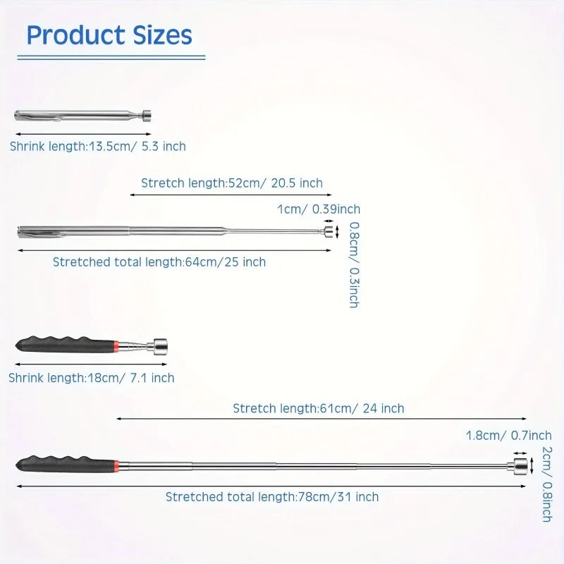Telescopic magnet picking tool for hard to reach areas
