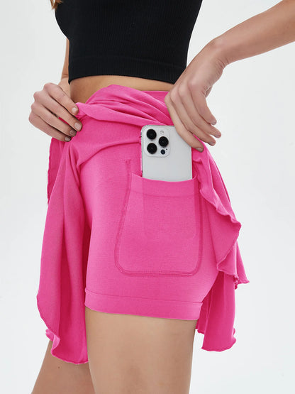 CZGUKE Women's High-Waisted Sports Mini Skirt with Belt Safety Pocket Breathable Tennis Yoga Golf Skirt for Comfortable Movement