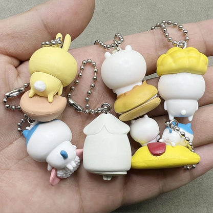 Chikawas Six Cute Pvc Dolls Keychain Bag Zipper Decorative Pendant Figure Cartoon Usagi うさぎ Hachiware ハチワレ ちいかわ Gift Collection