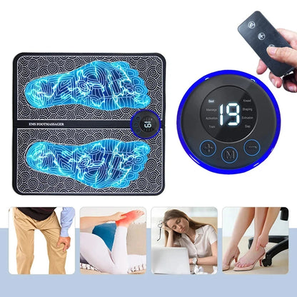 EMS Foot Massage Mat - Multi-Frequency Stimulation with 8 Zone Reflexology Massage