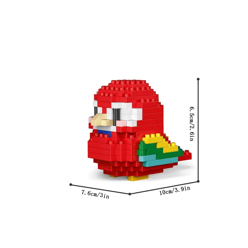 KNEW BUILT Colorful Parrot Micro Mini Building Blocks Assembly Toys 3D Model Bricks for Birds Funs Hands-on Ability Gift
