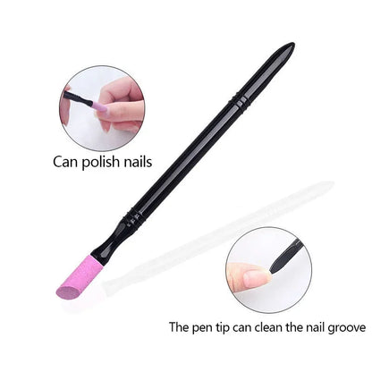 Wholesale1pc/5pcsNail File Cuticle Stone Pusher Nail Sanding Sticks  Nail Art Pen Cuticle Remover Trimmer Buffer Manicure Tools