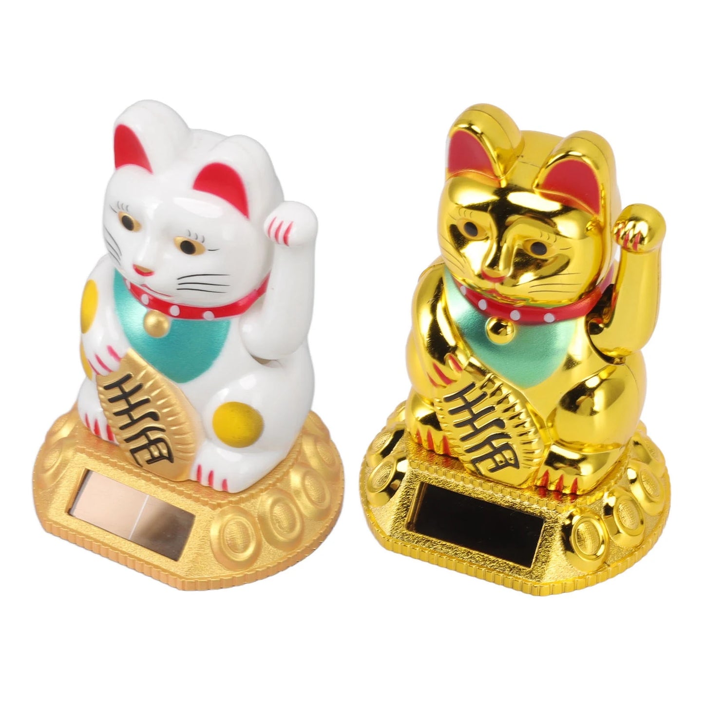 Chinese Lucky Cat Decoration Waving Arm Solar Light Induction Statue Figurine For Home Car Ornaments Golden Cat Decoration Cat