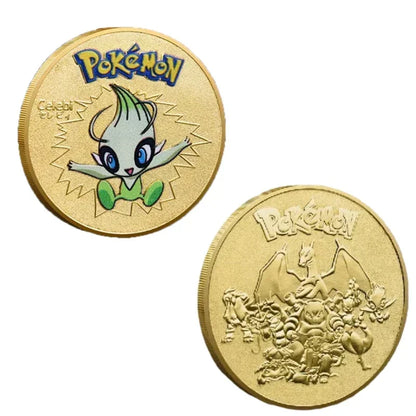 Anime Gold Plated Gold Coin Game Commemorative Coin Pikachu Mewtwo Charizard Gold Coin Game Collection childrens gift