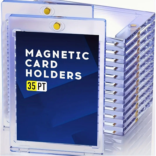10 Pieces of 35Pt Clear Magnetic Card Storage Boxes, Hard Plastic Storage Boxes, Uv-Resistant Acrylic Magnetic Card Holders, with Magnetic Top Closure, Ideal for Baseball Cards, Perfect for Collectors and Players, Baseball Di