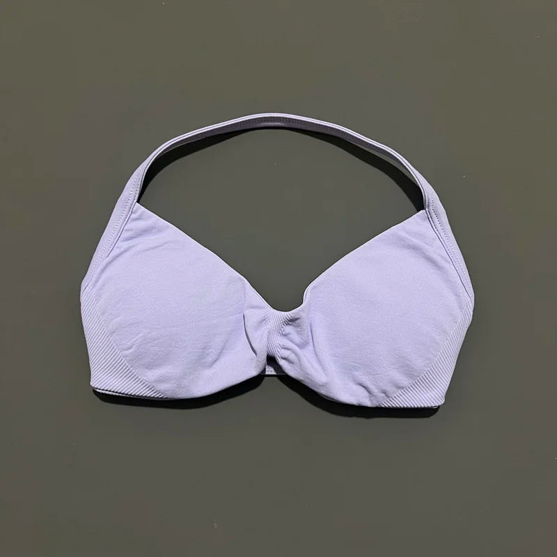 HISTELLO Strappy Bra Women Seamless Gym Underwear High Support Halter Sexy Sports Pilates Clothing Push-up Yoga Workout Tank Top