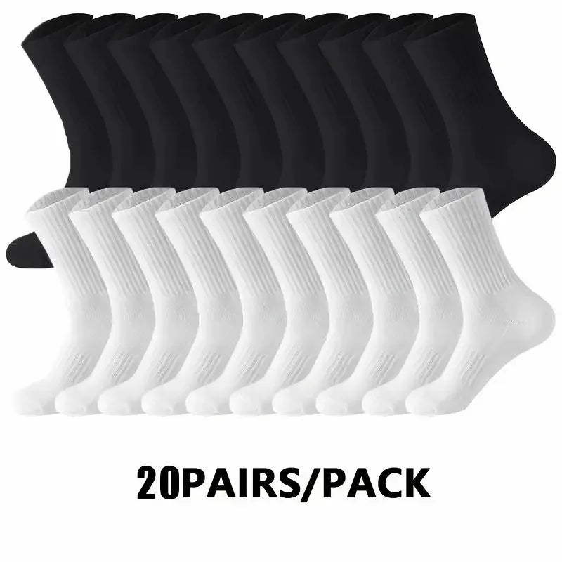 5/10/20 Pairs Neutral Solid Color Round Neck Socks Spring Autumn Sweat Absorbing Breathable Comfortable All-season Sports Socks