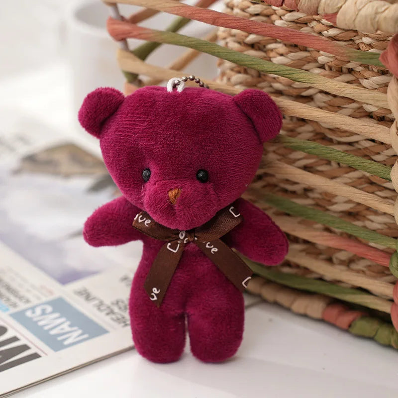 30pcs New 21Color Mini Bear Plush Doll Keychain 12cm Cute Colorful Bear Animal Stuffed Toys For Girl Bag Pendant Children Gifts