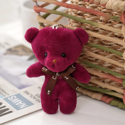 30pcs New 21Color Mini Bear Plush Doll Keychain 12cm Cute Colorful Bear Animal Stuffed Toys For Girl Bag Pendant Children Gifts