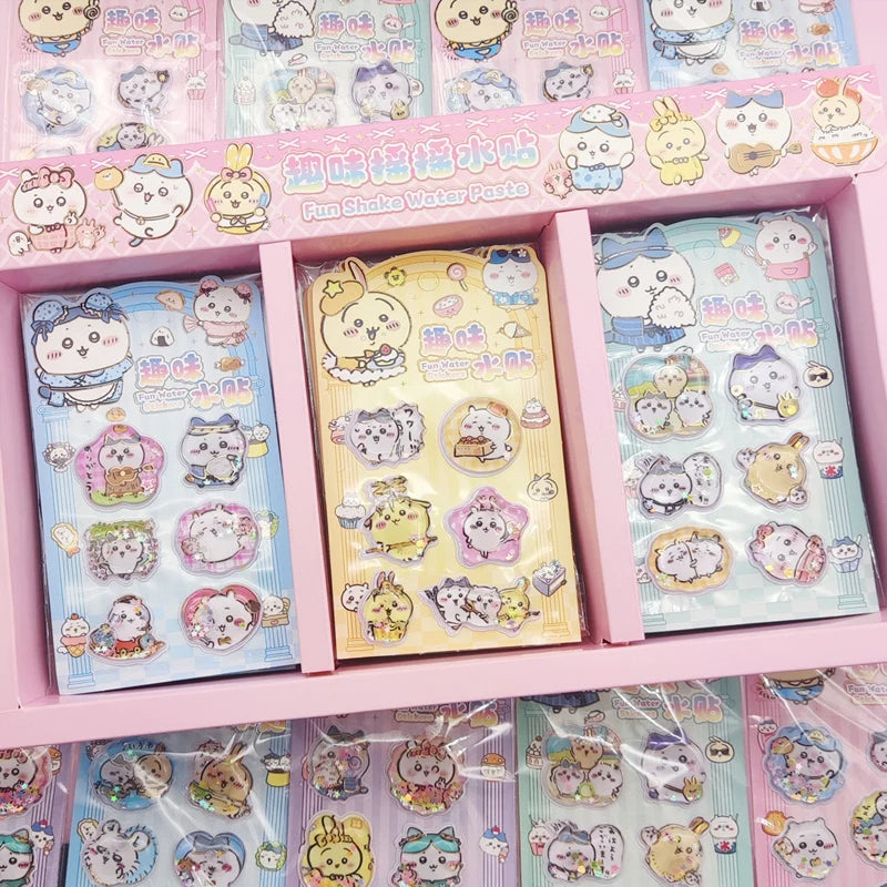 Cute Chiikawa Hachiware Usagi 3D Water Shake Stickers Fun DIY Decorative Stickers for Notebooks Laptops and Phone Cases