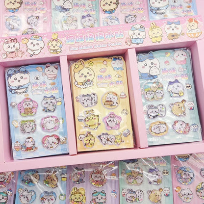 Cute Chiikawa Hachiware Usagi 3D Water Shake Stickers Fun DIY Decorative Stickers for Notebooks Laptops and Phone Cases