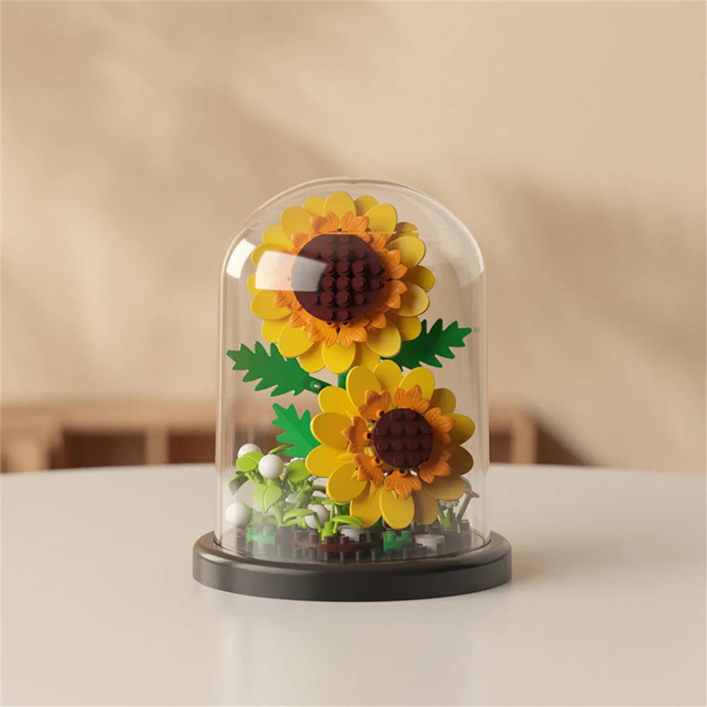 Eternal Flower Bouquet Bonsai Potted Plant Micro Building Blocks Model Home Decoration Toy For Kid Birthday Gift