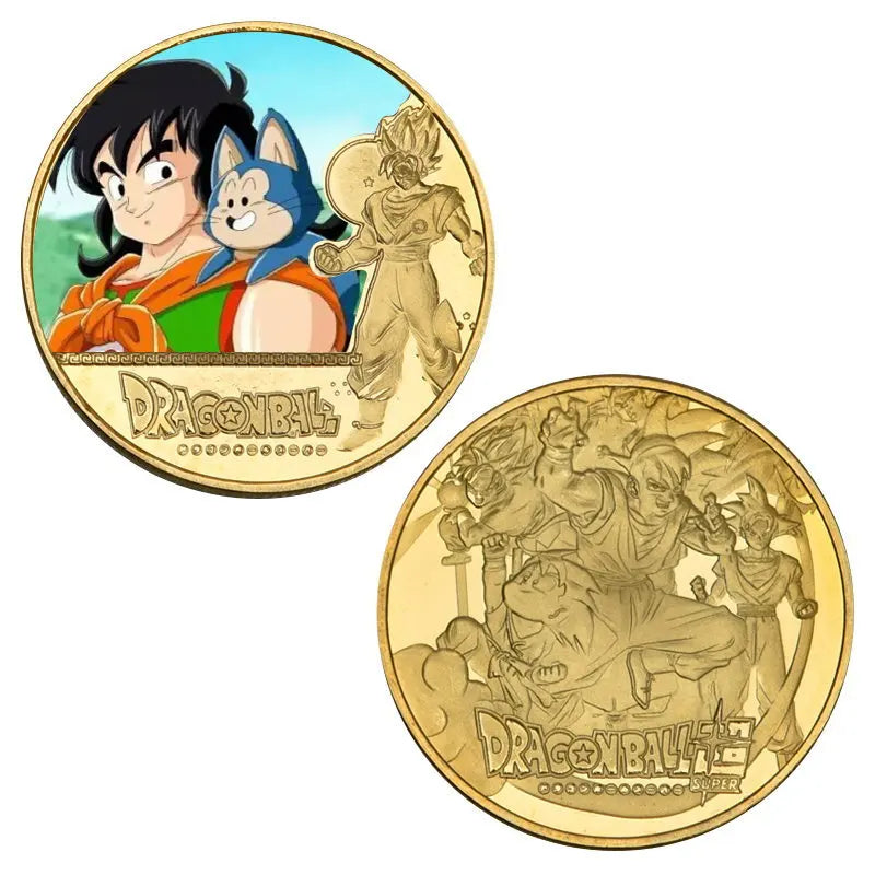 Dragon Ball Gold Plated Gold Coin Son Goku Vegeta Commemorative Coins Children Classic Anime Peripherals Collection Toy Souvenir