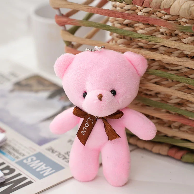 30pcs New 21Color Mini Bear Plush Doll Keychain 12cm Cute Colorful Bear Animal Stuffed Toys For Girl Bag Pendant Children Gifts
