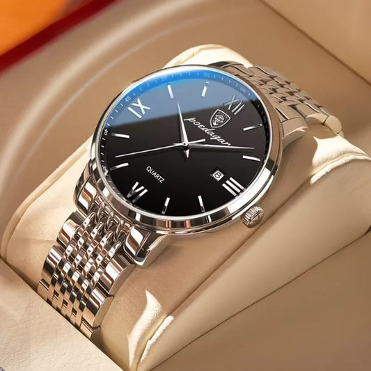 POEDAGAR Luxury Sports Men's Wristwatch Stainless Steel Waterproof Date Man Watch High Quality Casual Fashion Quartz Men Watches