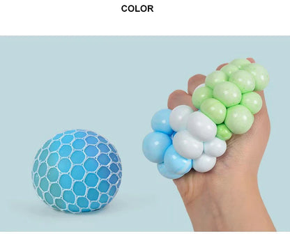 6CM Hand Squeezed Tri Color Flour Grape Tennis Ball Decompression Toy TPR Sticky Slow Rebound Adult Pressure Ball Children Gift