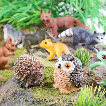 Oenux Small Farm Wild Animal Model Lion Tiger Sheep Pig Dog Action Figures PVC Lovely Miniature Playset Education Kid Toys Gift