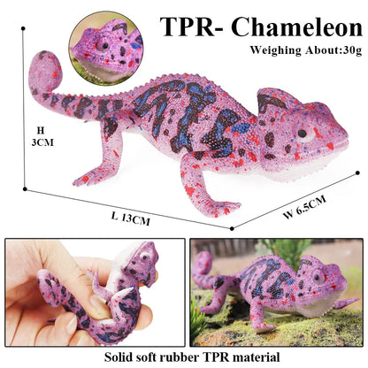 Oenux Soft Wild Insect Animal Model Caterpillar Lizard Snake Chameleon Gekko Action Figures TPR Halloween Trick Toy Kid Gift