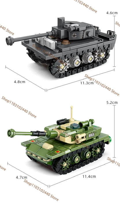WW2 King Tiger Heavy Tank Building Blocks - DIY Military Model Kit , Educational Toy Gift for Kids