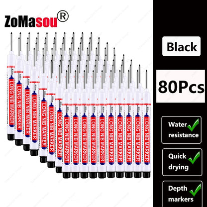 1-100Pcs 2cm Waterproof Long Head Markers Deep Hole Marker Pen for Metal Carpenter Red/Black/Blue/Green Ink Woodworking Tools