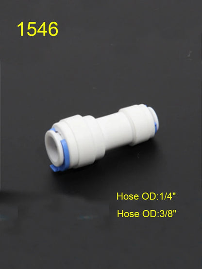 Reverse Osmosis Quick Coupling 1/4" 3/8" OD Hose Connection Tee Y Connector 2 Way Straight RO Water Plastic Pipe Fitting