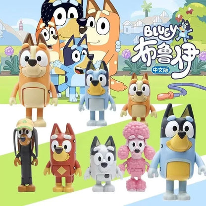 Bluey Family And Friends Action Figures 8 Pack Poseable Collectible Toys Pretend Play Dolls Birthday Gift For Children