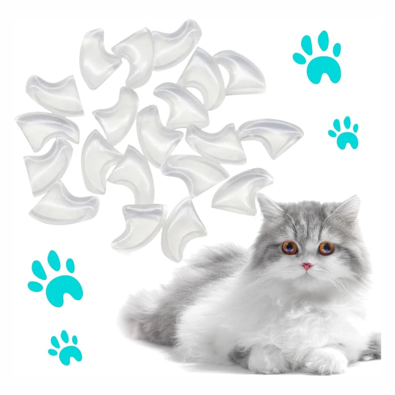20pcs Silicone Soft Cat Nail Cap Cat Paw Claw Pet Nail Protector Cat Nail Cover Pet Nail Protector Kitten Cat Pet Protection
