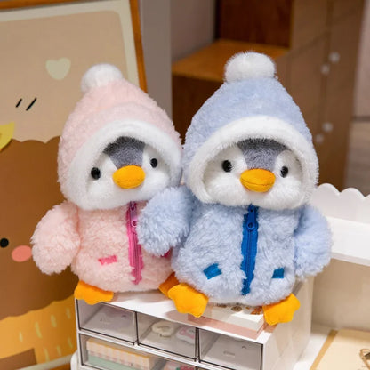 New Cute Penguin Plush Toy Baby Comforting Sleep Doll Fluffy Penguin Wearing Clothes Hats Stuffed Animal Pillow Birthday Gifts