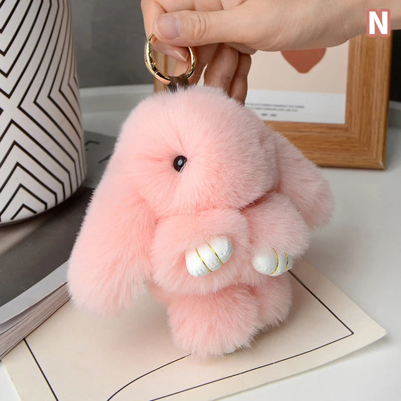 15cm Gifts Rabbit Fur Keychain Women Bag Car Key chain Pendant Decoration Jewelry Bags Hangings Accessories